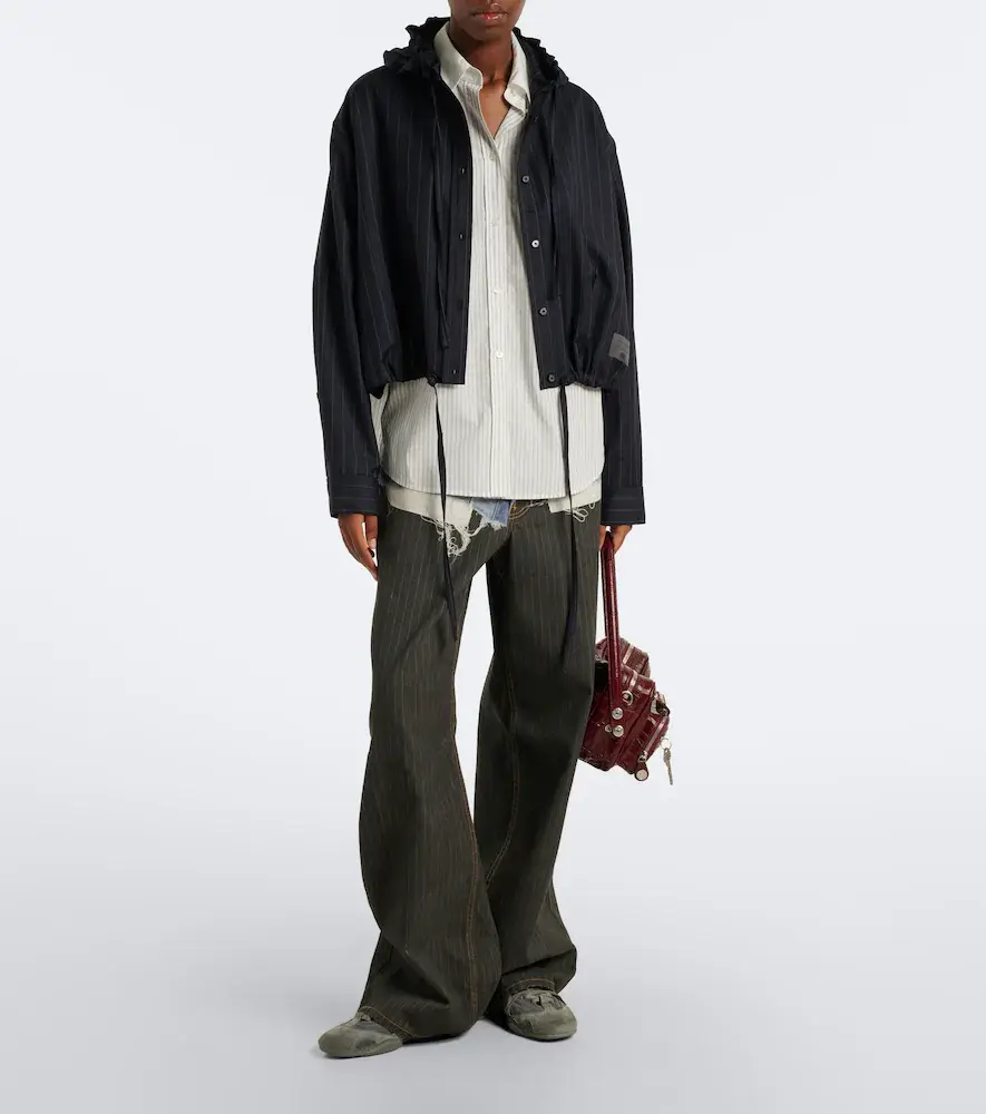 Acne Studios Pinstripe hooded wool jacket | Thumbnail 3