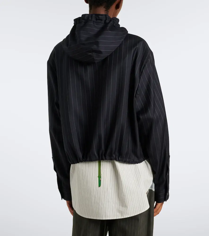 Acne Studios Pinstripe hooded wool jacket | Thumbnail 4