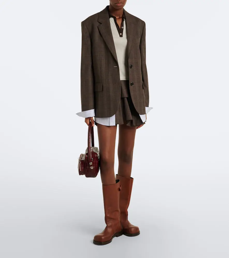 Acne Studios Ruffled checked wool-blend miniskirt | Thumbnail 2 Acne Studios Ruffled checked wool-blend miniskirt | Thumbnail 2