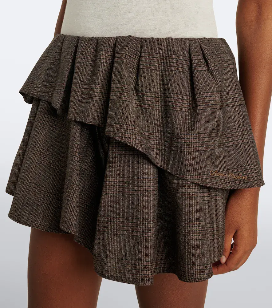 Acne Studios Ruffled checked wool-blend miniskirt | Thumbnail 3 Acne Studios Ruffled checked wool-blend miniskirt | Thumbnail 3