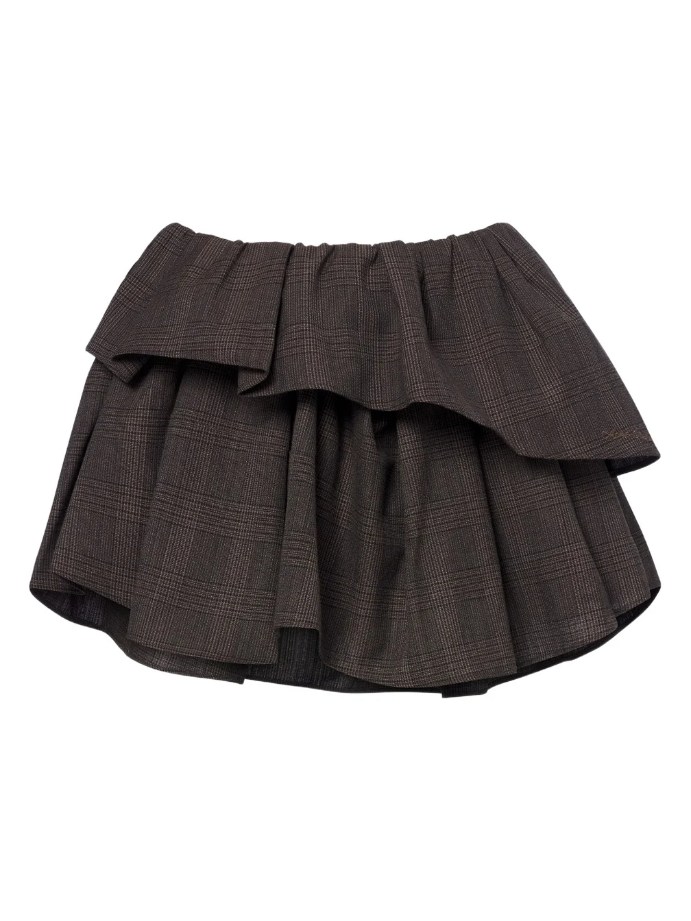 Ruffled checked wool-blend miniskirt Ruffled checked wool-blend miniskirt
