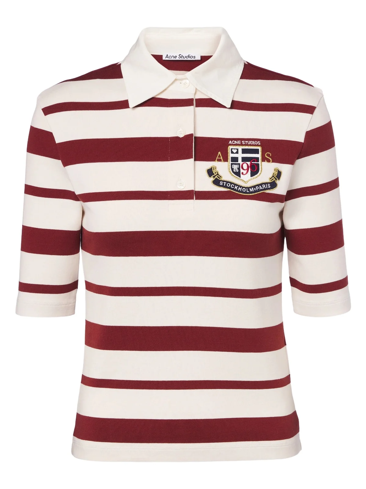 Striped cotton-blend jersey polo shirt