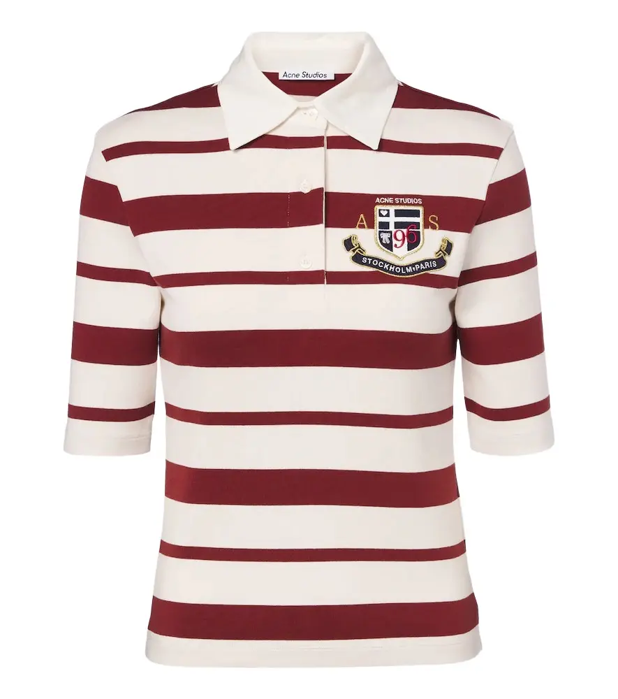 Acne Studios Striped cotton-blend jersey polo shirt | Image 1 Acne Studios Striped cotton-blend jersey polo shirt | Image 1