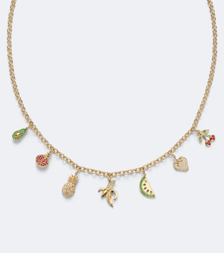 Sydney Evan 14kt gold charm necklace with gemstones | Thumbnail 3 Sydney Evan 14kt gold charm necklace with gemstones | Thumbnail 3