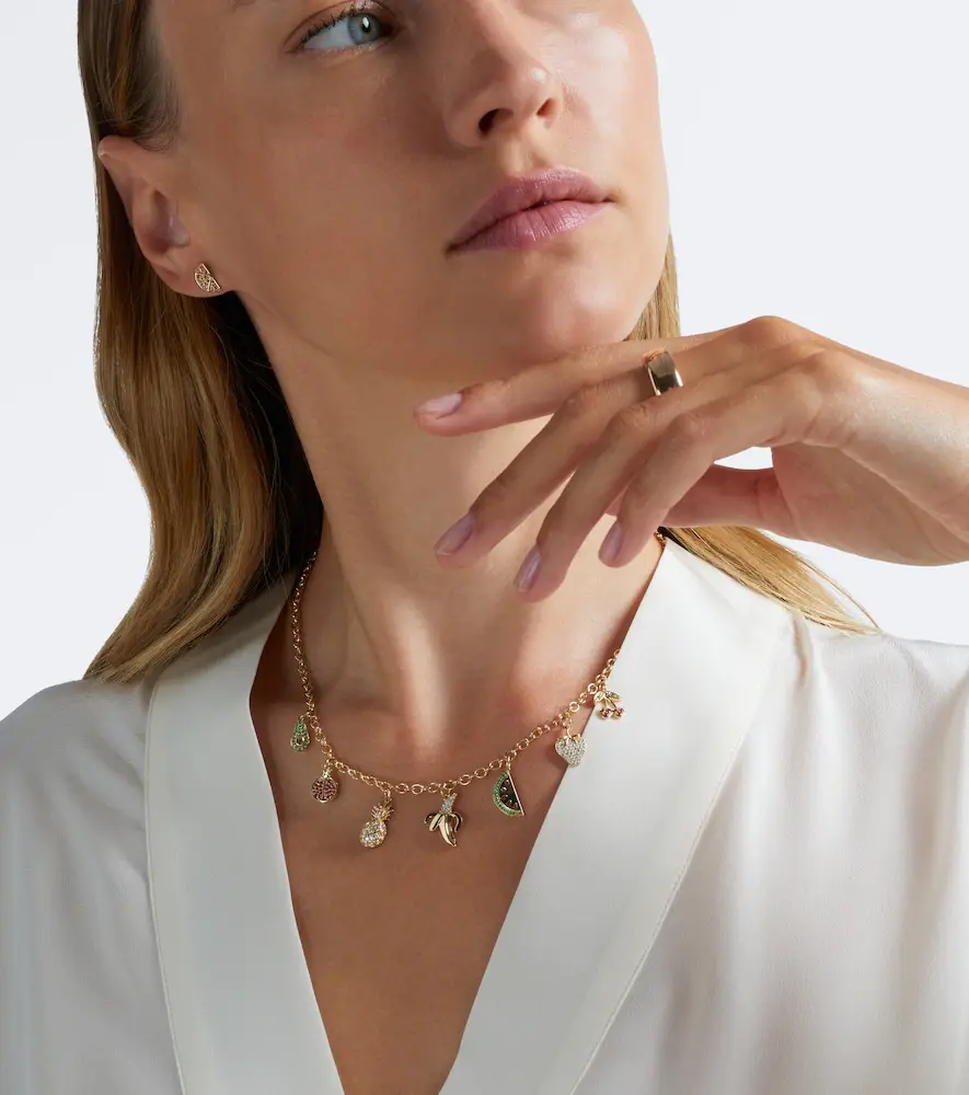 Sydney Evan 14kt gold charm necklace with gemstones | Thumbnail 5 Sydney Evan 14kt gold charm necklace with gemstones | Thumbnail 5