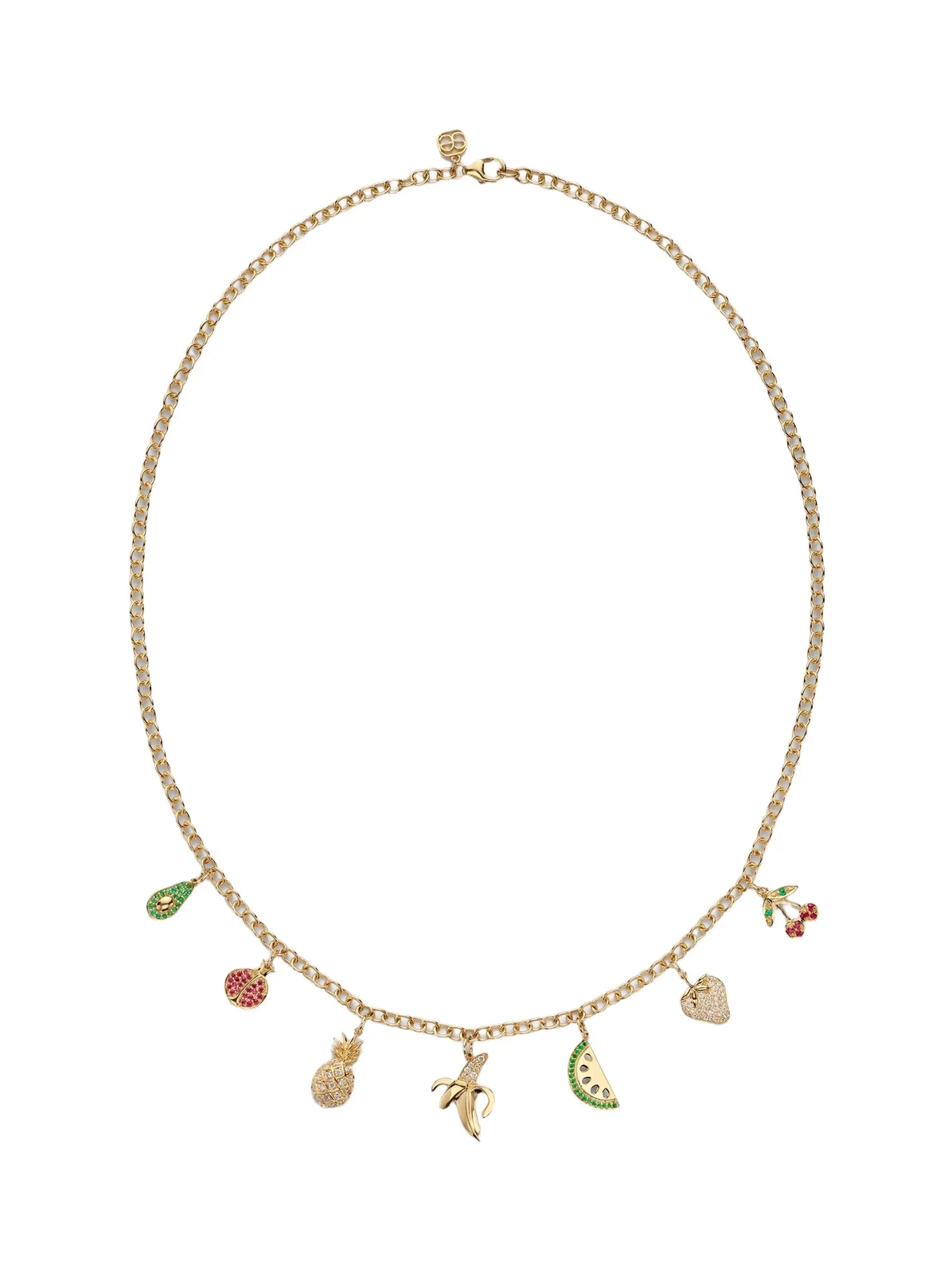 14kt gold charm necklace with gemstones 14kt gold charm necklace with gemstones