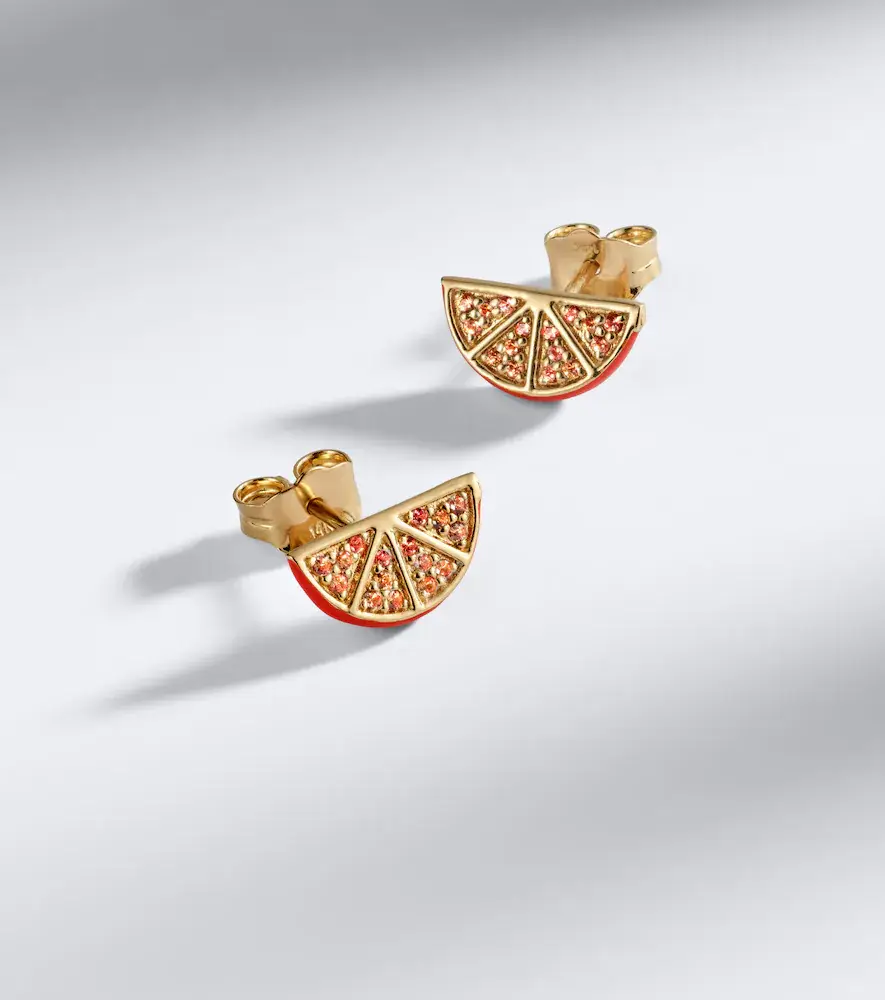 Sydney Evan Orange 14kt gold earrings with sapphires | Thumbnail 5 Sydney Evan Orange 14kt gold earrings with sapphires | Thumbnail 5