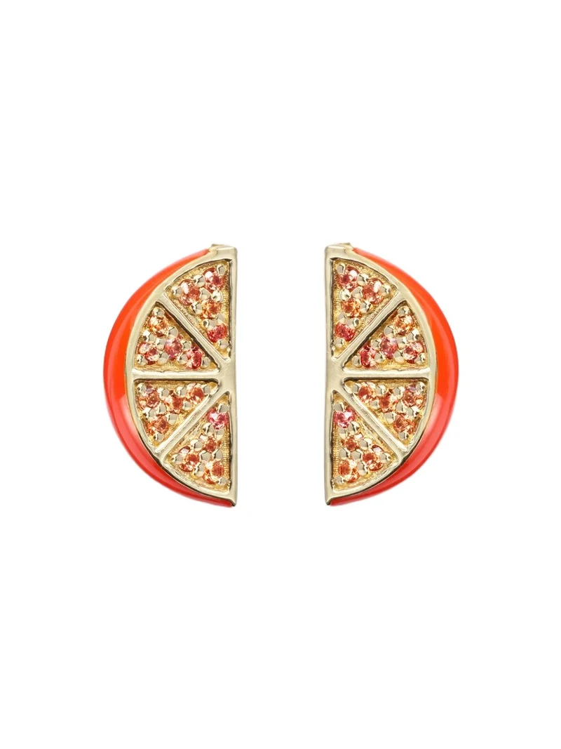 Orange 14kt gold earrings with sapphires Orange 14kt gold earrings with sapphires