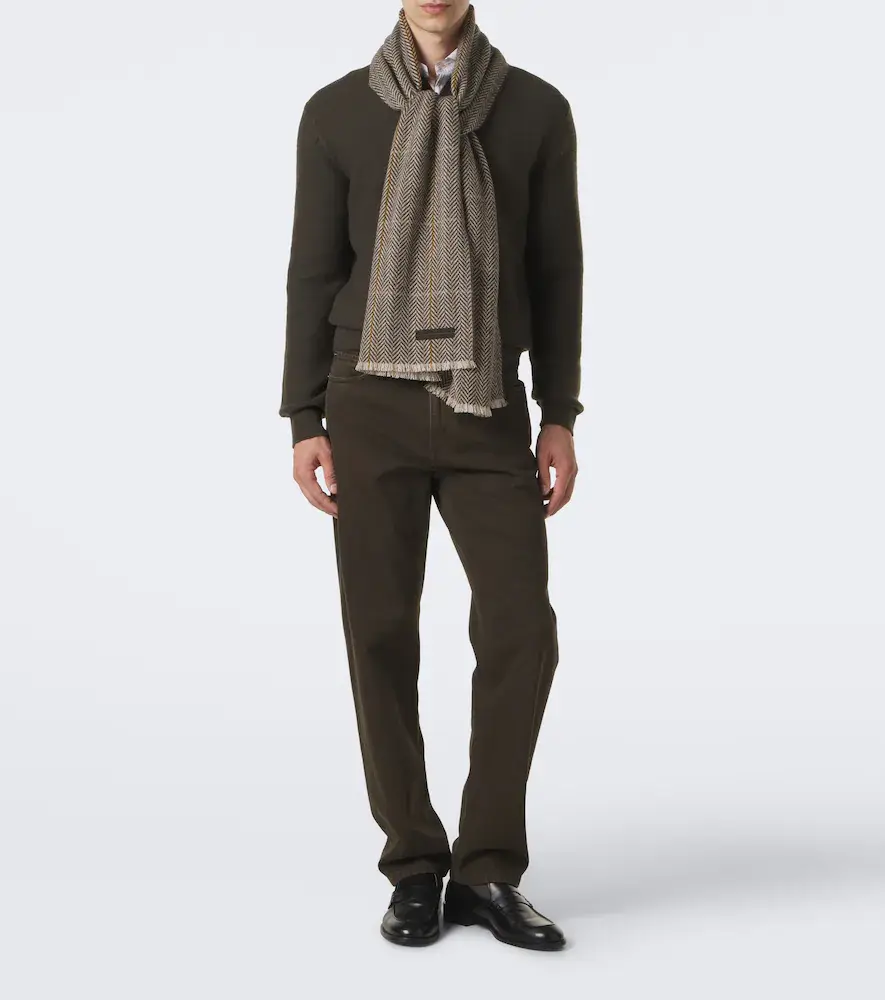 Zegna Herringbone cashmere scarf | Thumbnail 3 Zegna Herringbone cashmere scarf | Thumbnail 3
