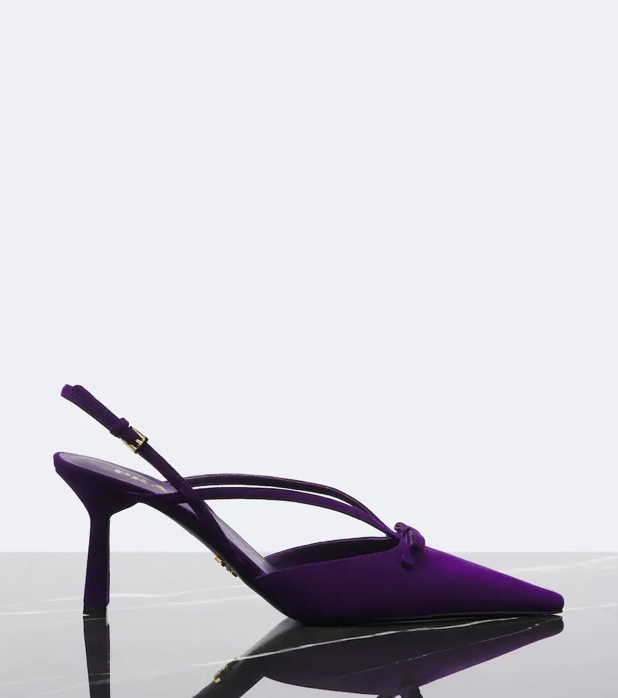 Prada Bow-detail suede slingback pumps | Thumbnail 3