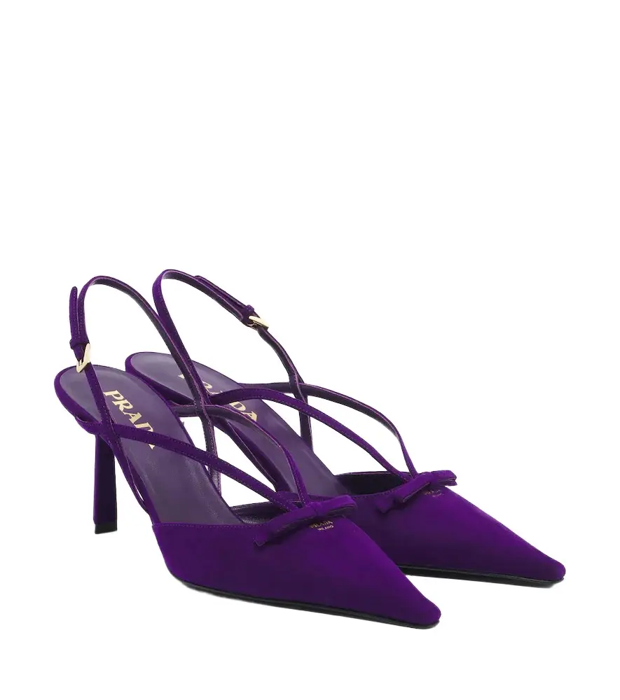 Prada Bow-detail suede slingback pumps