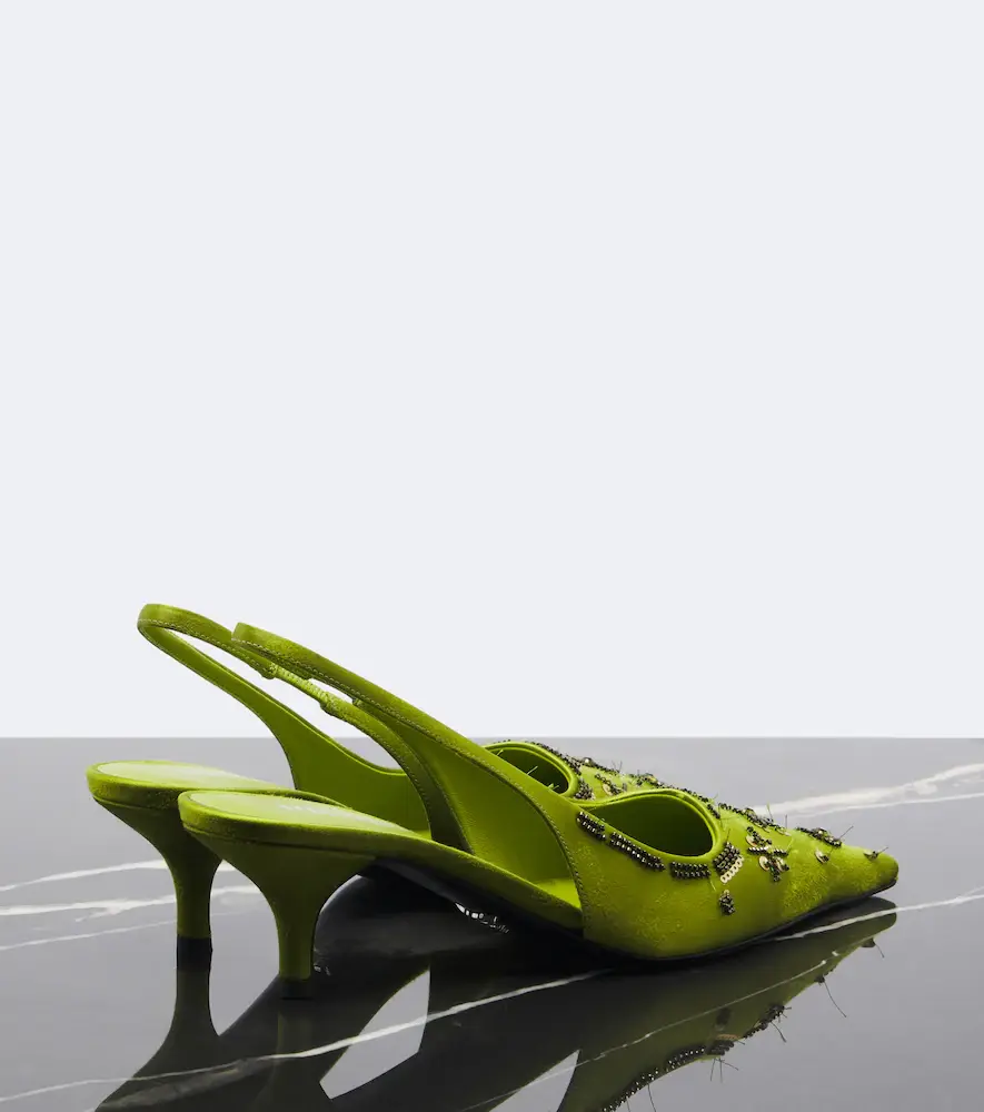 Prada Embellished satin slingback pumps | Thumbnail 3