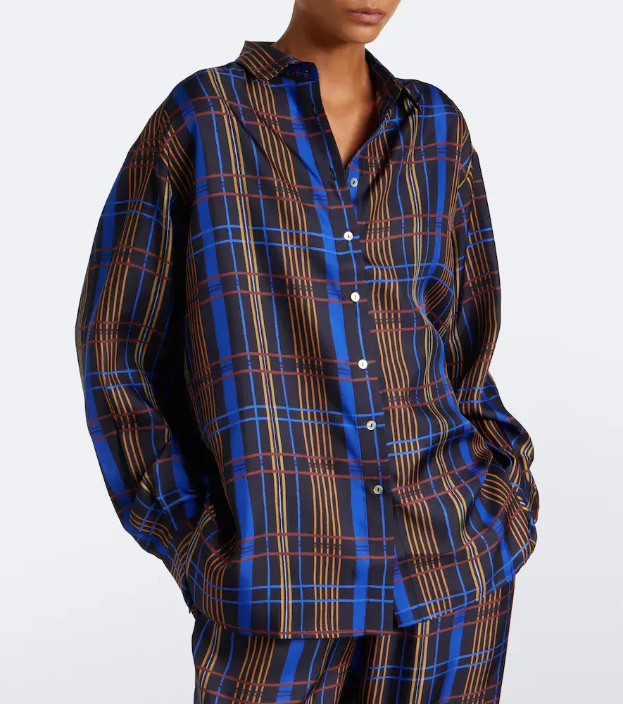 ASCENO Maya checked silk shirt | Thumbnail 2