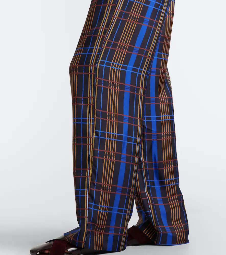 ASCENO Aurelia plaid silk twill wide-leg pants | Thumbnail 2 ASCENO Aurelia plaid silk twill wide-leg pants | Thumbnail 2