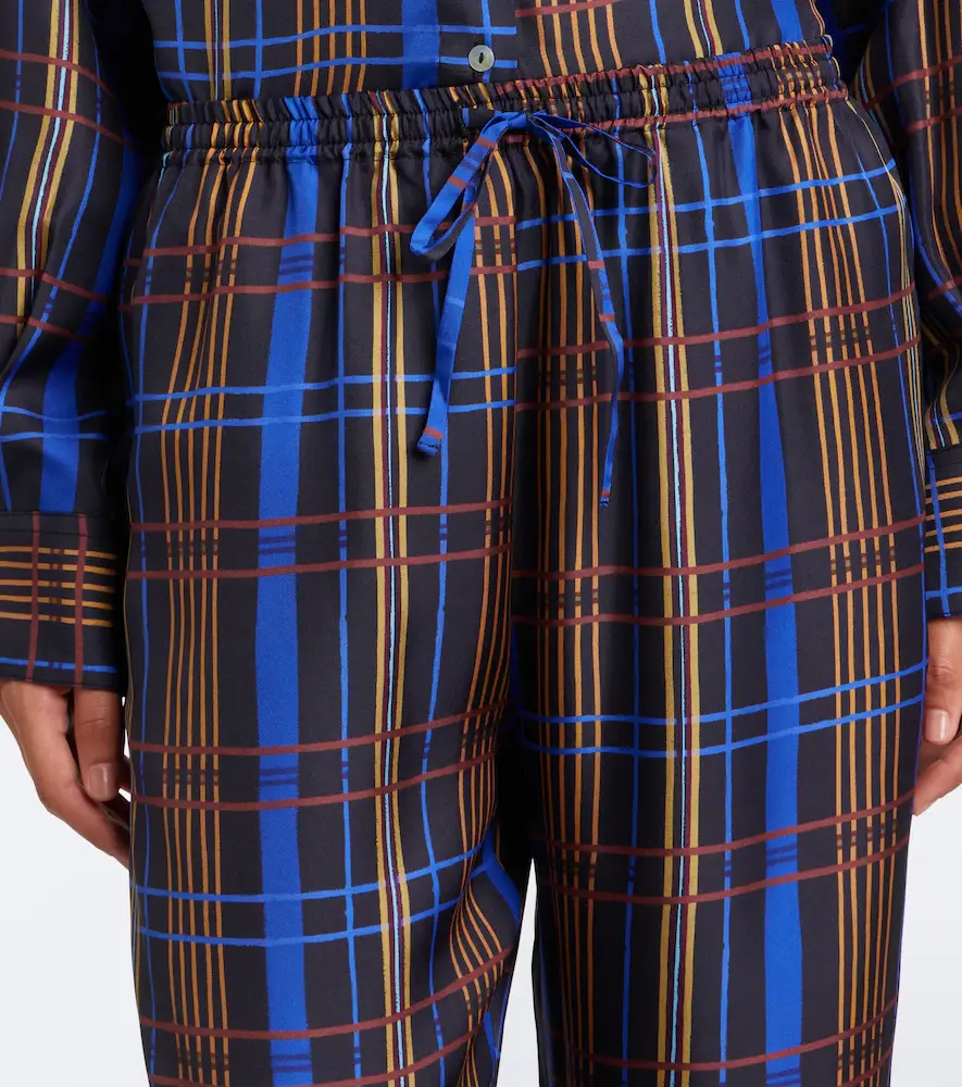 ASCENO Aurelia plaid silk twill wide-leg pants | Thumbnail 3 ASCENO Aurelia plaid silk twill wide-leg pants | Thumbnail 3