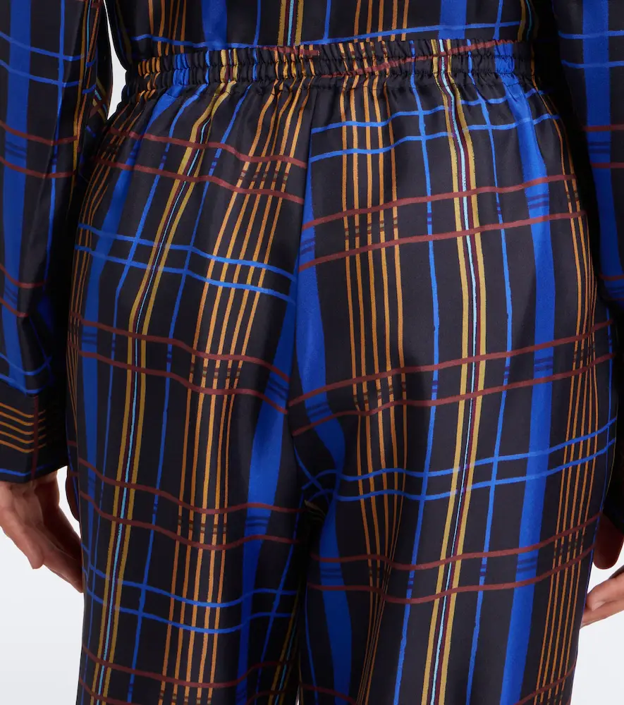 ASCENO Aurelia plaid silk twill wide-leg pants | Thumbnail 4 ASCENO Aurelia plaid silk twill wide-leg pants | Thumbnail 4