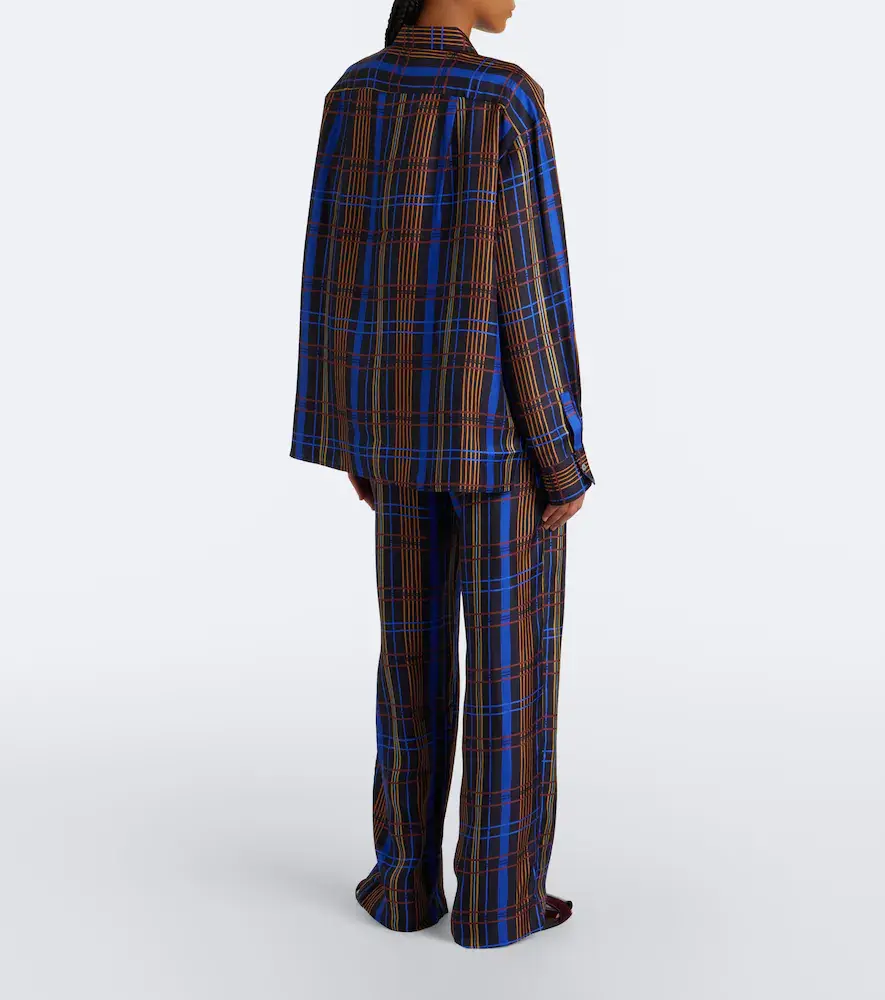 ASCENO Aurelia plaid silk twill wide-leg pants | Thumbnail 5 ASCENO Aurelia plaid silk twill wide-leg pants | Thumbnail 5