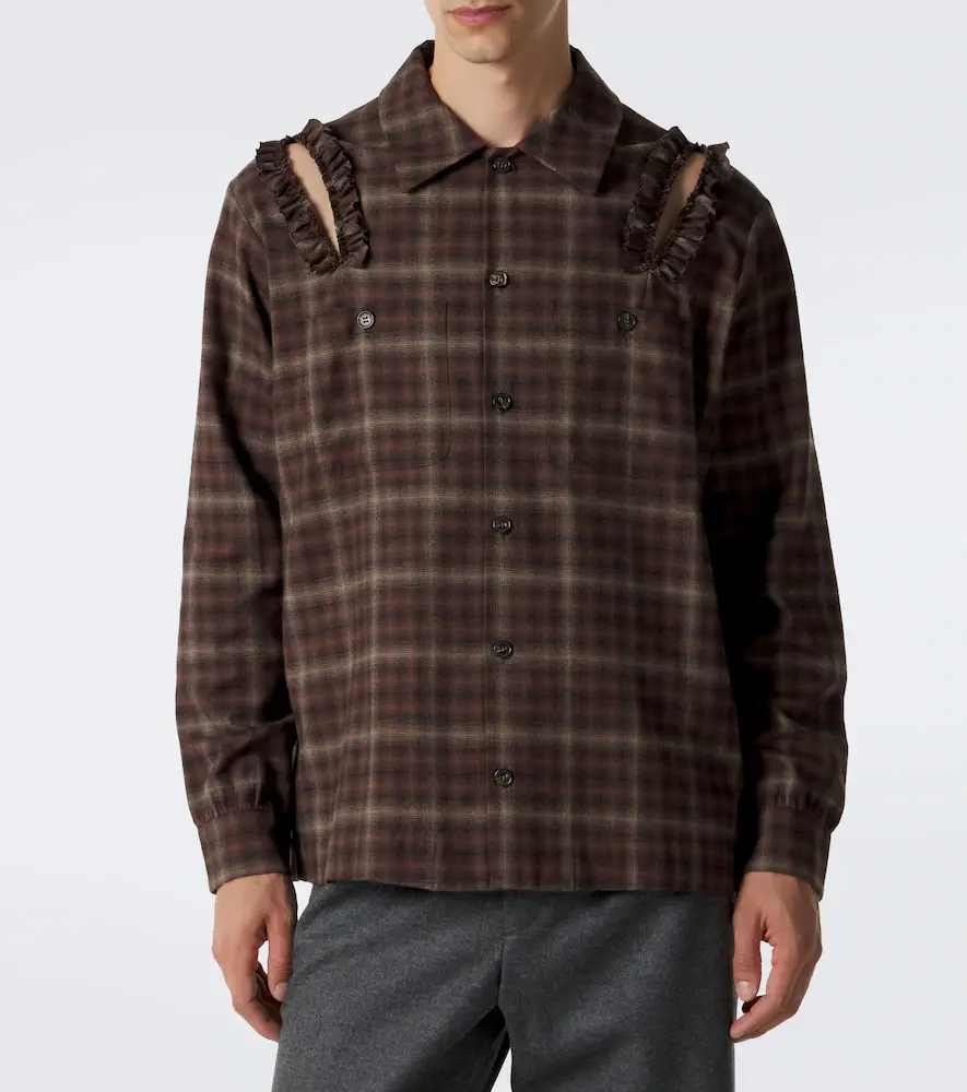 Simone Rocha Ruffled checked cotton flannel shirt | Thumbnail 4 Simone Rocha Ruffled checked cotton flannel shirt | Thumbnail 4
