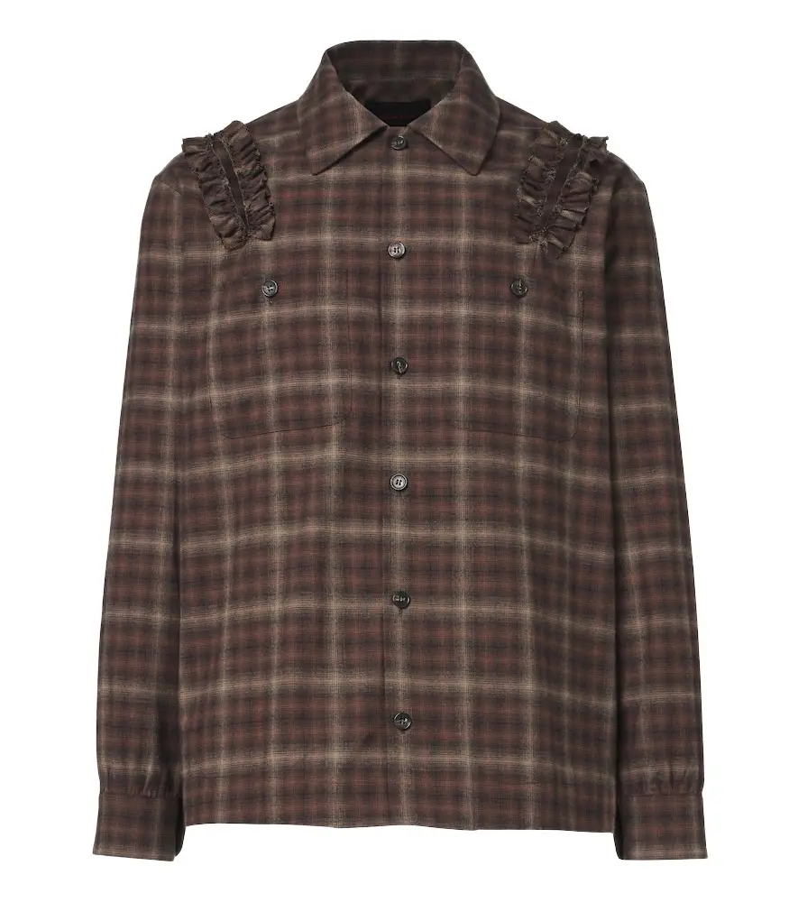 Simone Rocha Ruffled checked cotton flannel shirt | Image 1 Simone Rocha Ruffled checked cotton flannel shirt | Image 1