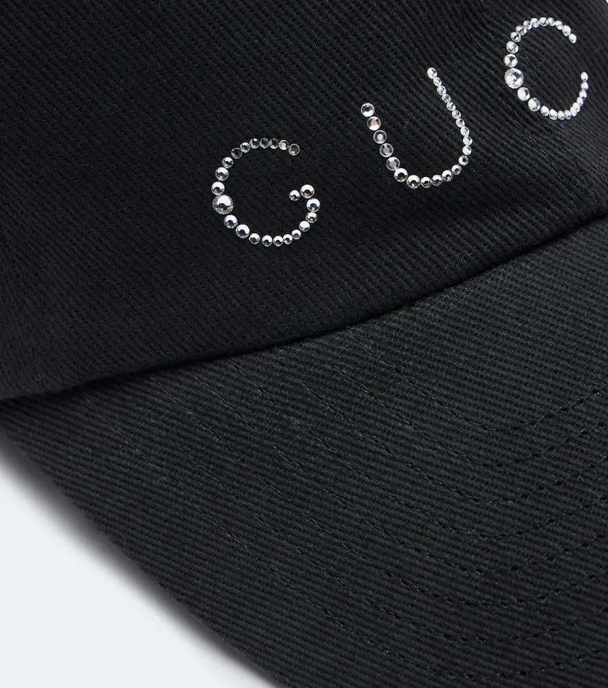 Gucci Embellished logo cotton-blend baseball cap | Thumbnail 3 Gucci Embellished logo cotton-blend baseball cap | Thumbnail 3