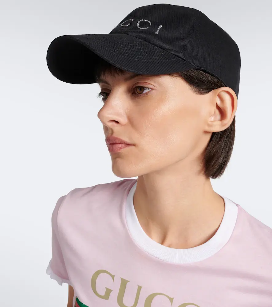 Gucci Embellished logo cotton-blend baseball cap | Thumbnail 4 Gucci Embellished logo cotton-blend baseball cap | Thumbnail 4
