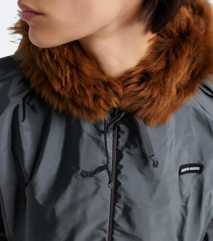 Miu Miu Shearling-trimmed technical jacket | Thumbnail 2 Miu Miu Shearling-trimmed technical jacket | Thumbnail 2