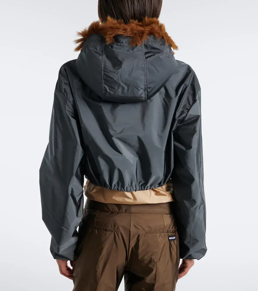 Miu Miu Shearling-trimmed technical jacket | Thumbnail 3 Miu Miu Shearling-trimmed technical jacket | Thumbnail 3