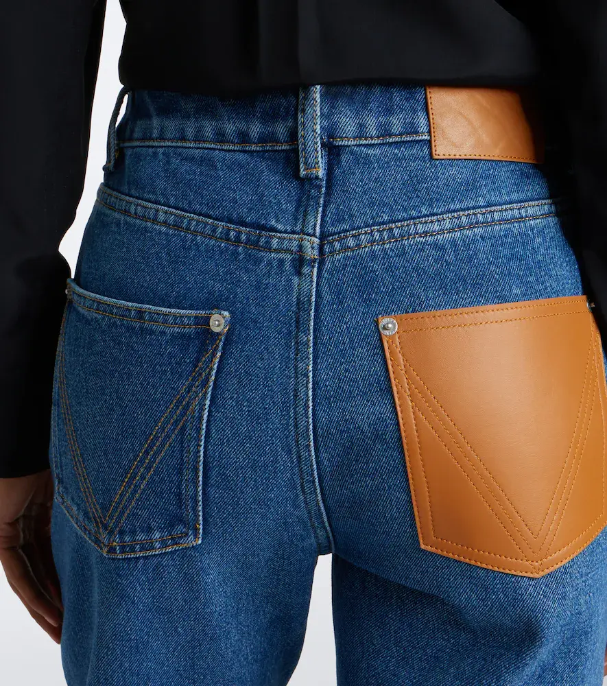 Bottega Veneta Intrecciato leather-trimmed slim jeans | Thumbnail 2 Bottega Veneta Intrecciato leather-trimmed slim jeans | Thumbnail 2