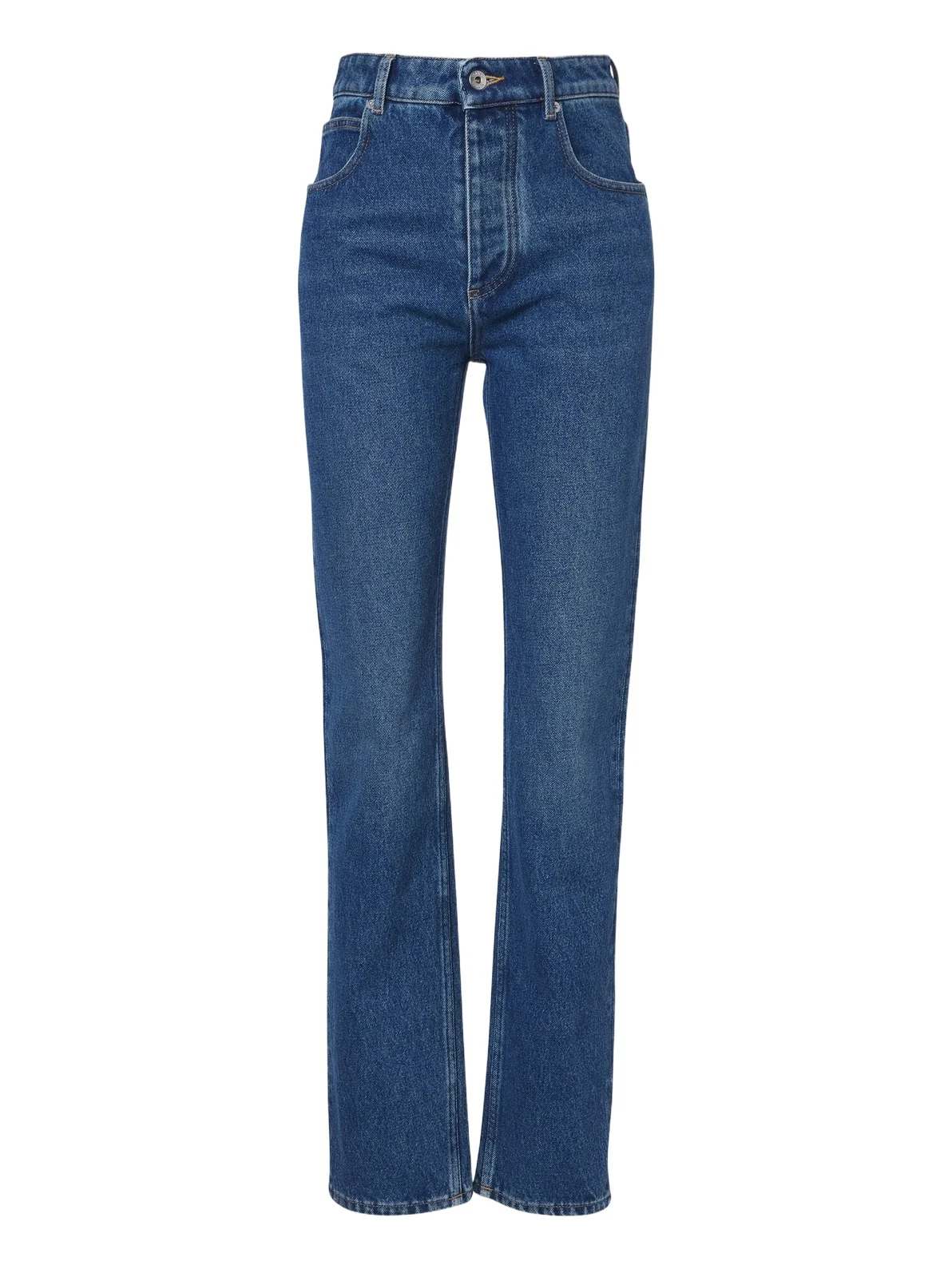 Intrecciato leather-trimmed slim jeans