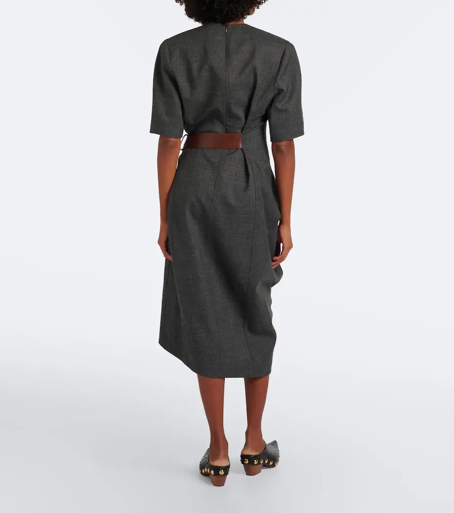 Bottega Veneta Belted draped wool midi dress | Thumbnail 2