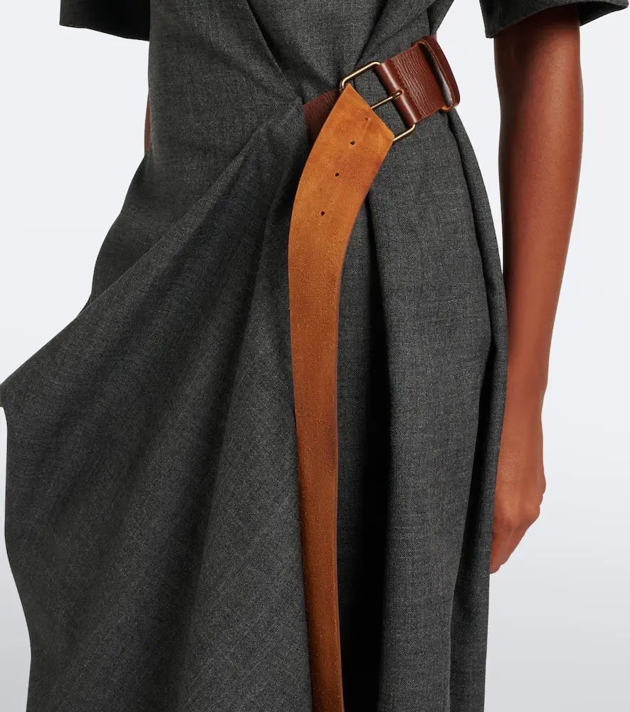 Bottega Veneta Belted draped wool midi dress | Thumbnail 6