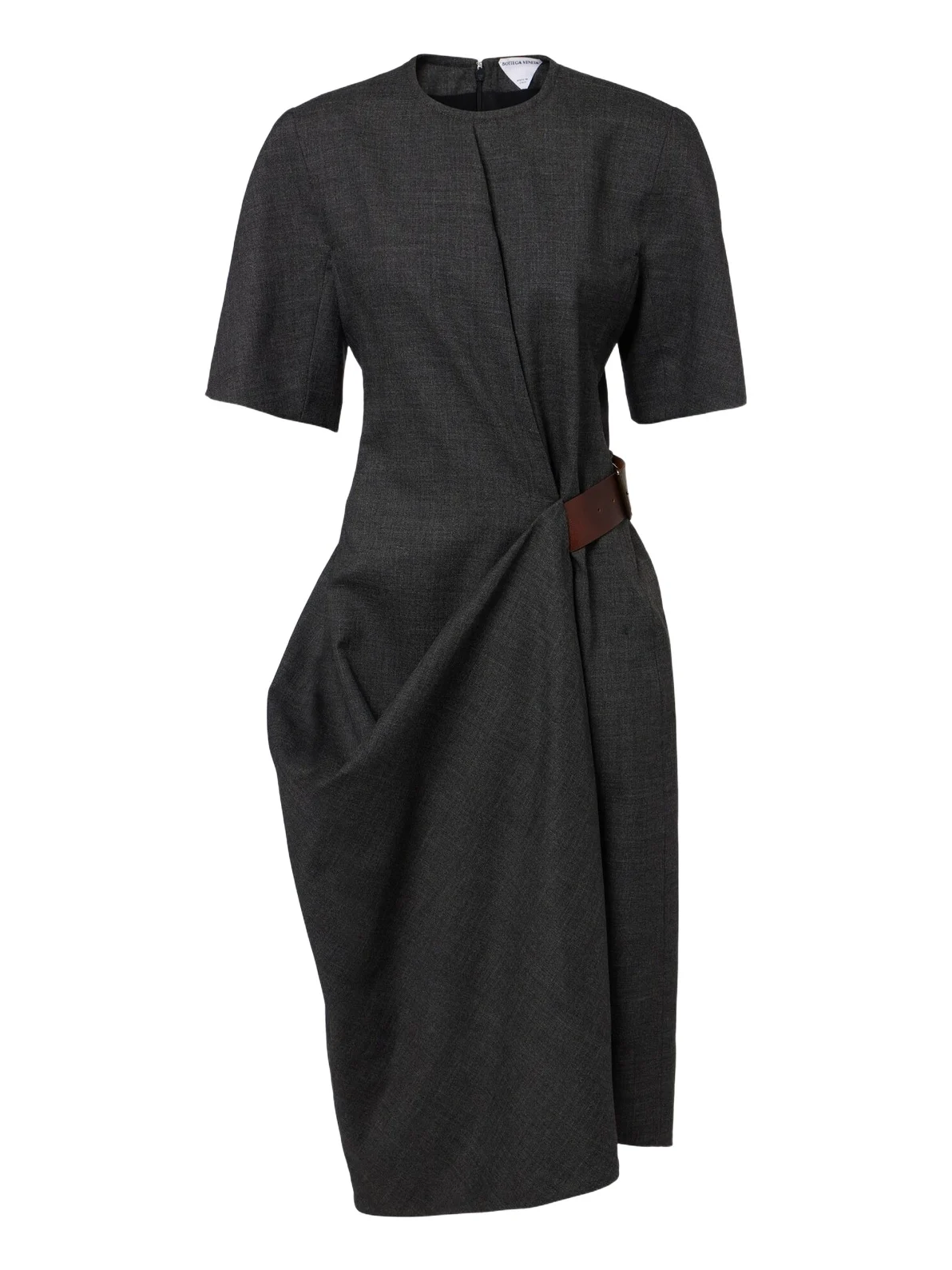Belted draped wool midi dress Belted draped wool midi dress