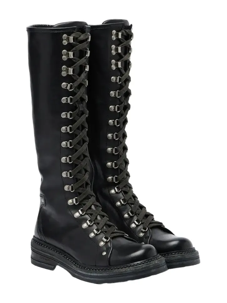 Leather lace-up boots