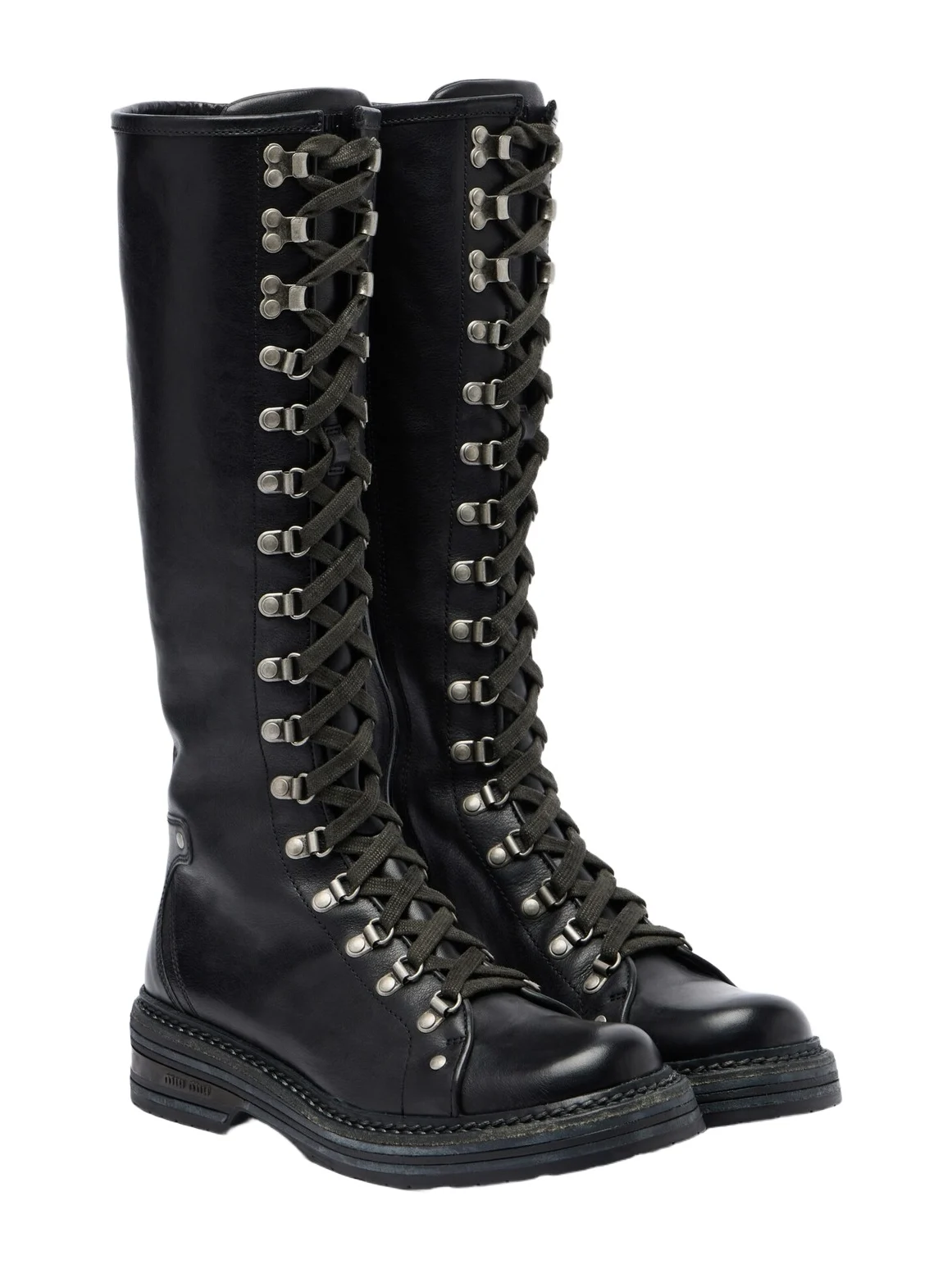 Leather lace-up boots
