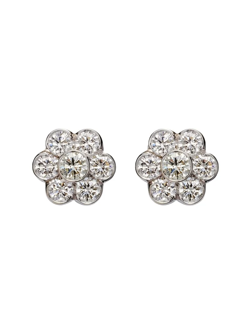 Flora Large 18kt white gold earrings with diamonds