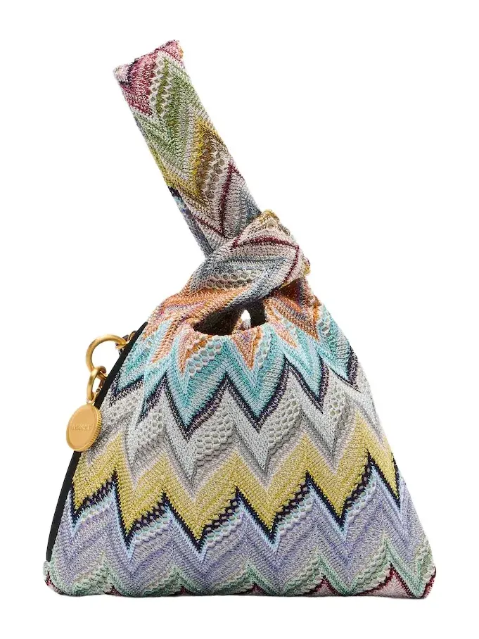Zigzag jacquard lamé top-handle bag