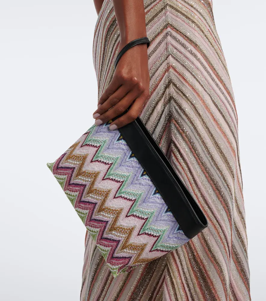Missoni Zigzag leather-trimmed lamé pouch | Thumbnail 6 Missoni Zigzag leather-trimmed lamé pouch | Thumbnail 6