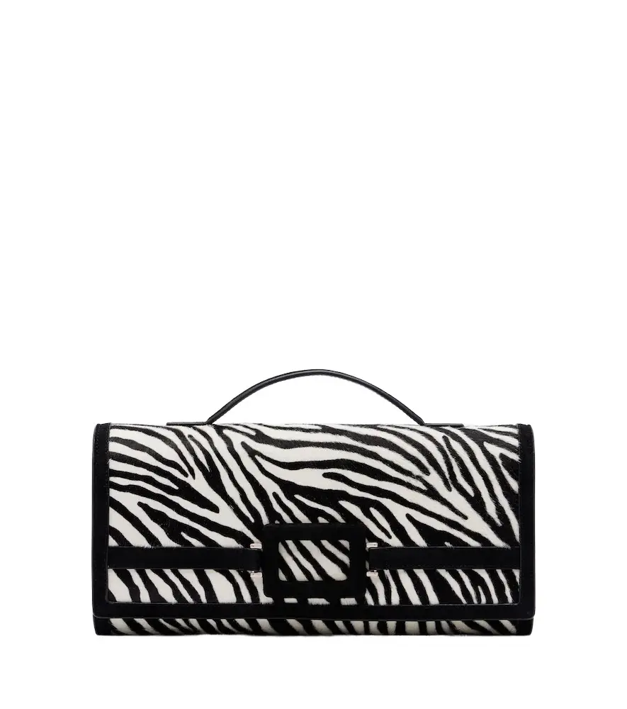 Roger Vivier Belle Vivier zebra-print calf hair clutch