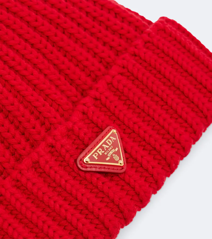 Prada Ribbed-knit virgin wool beanie | Thumbnail 2 Prada Ribbed-knit virgin wool beanie | Thumbnail 2