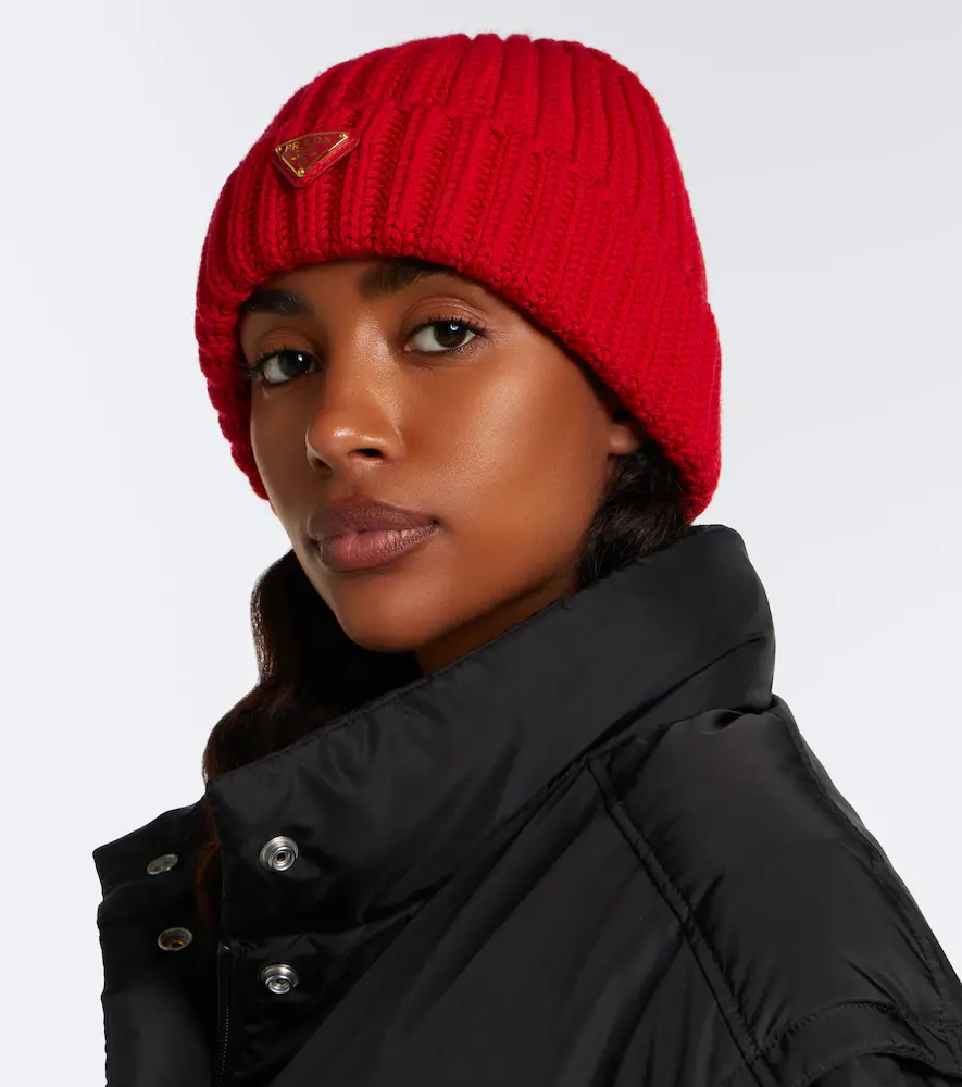 Prada Ribbed-knit virgin wool beanie | Thumbnail 4 Prada Ribbed-knit virgin wool beanie | Thumbnail 4