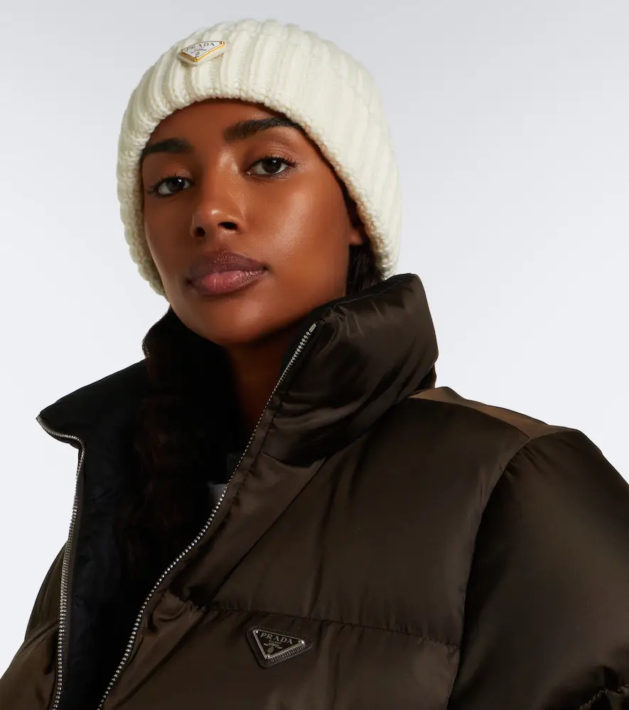 Prada Ribbed-knit virgin wool beanie | Thumbnail 5 Prada Ribbed-knit virgin wool beanie | Thumbnail 5