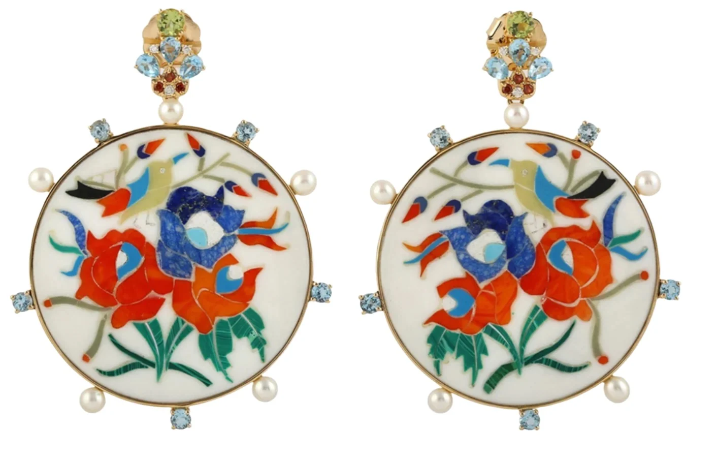 0.13ct Diamond Bakelite 18K Gold Earrings