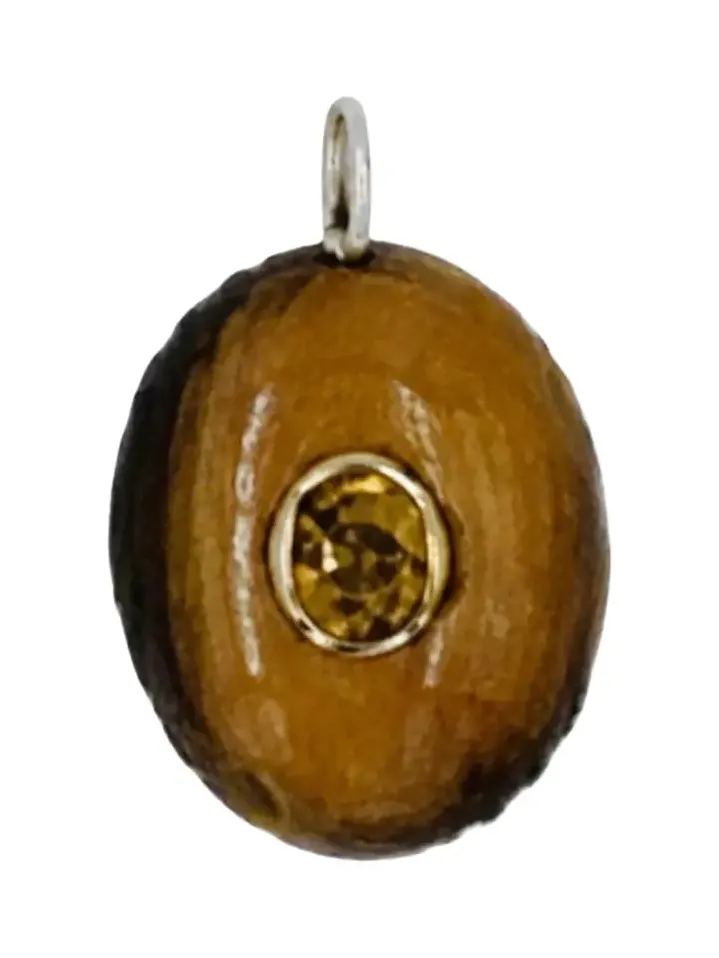 Wish Fine Jewelry 21.911ct Tiger Eye Citrine 18K Gold Medal Pendant