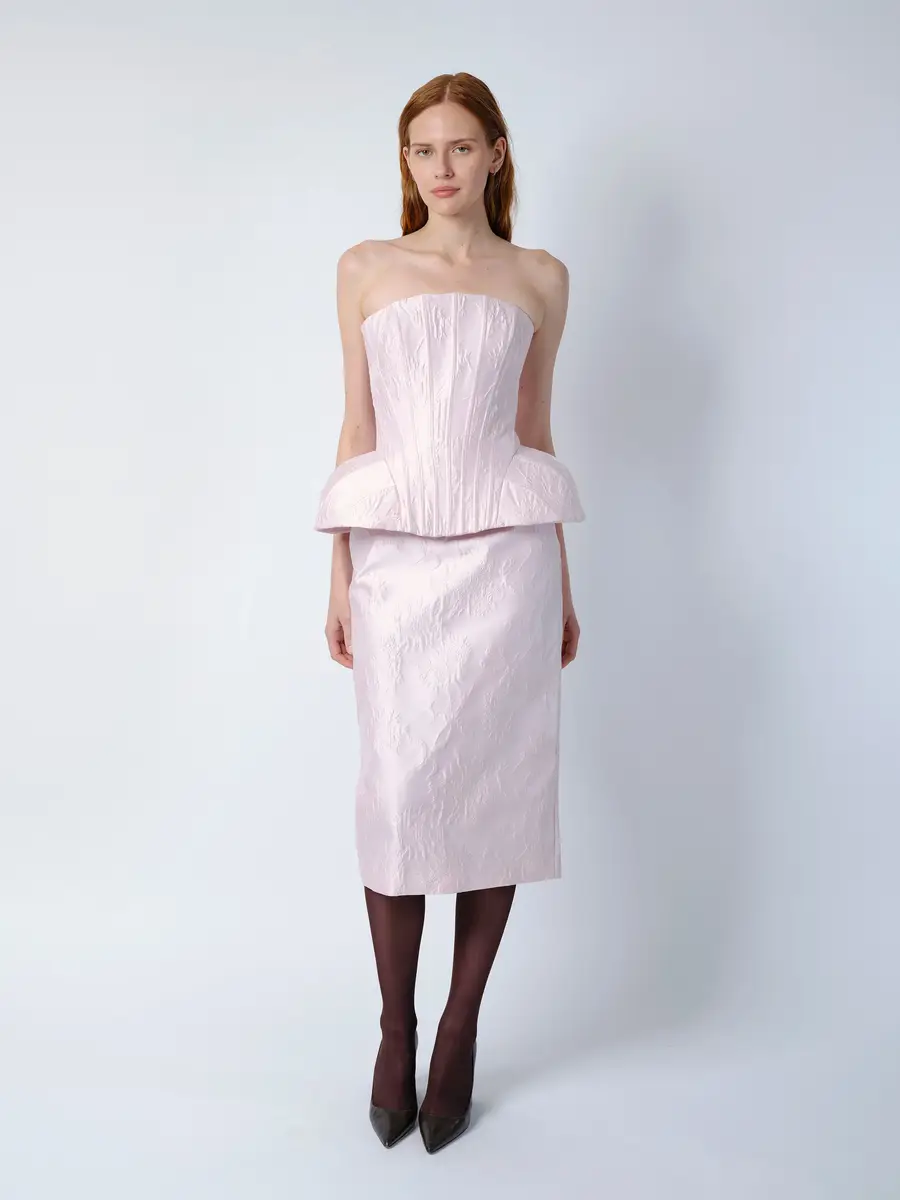 Aknvas The Clarissa pencil skirt in pale pink brocade | Thumbnail 2 Aknvas The Clarissa pencil skirt in pale pink brocade | Thumbnail 2