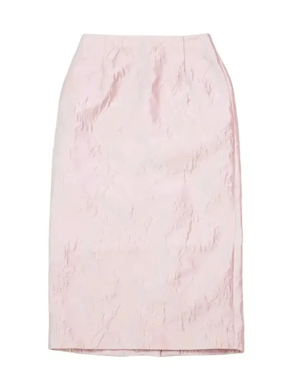 Aknvas The Clarissa pencil skirt in pale pink brocade