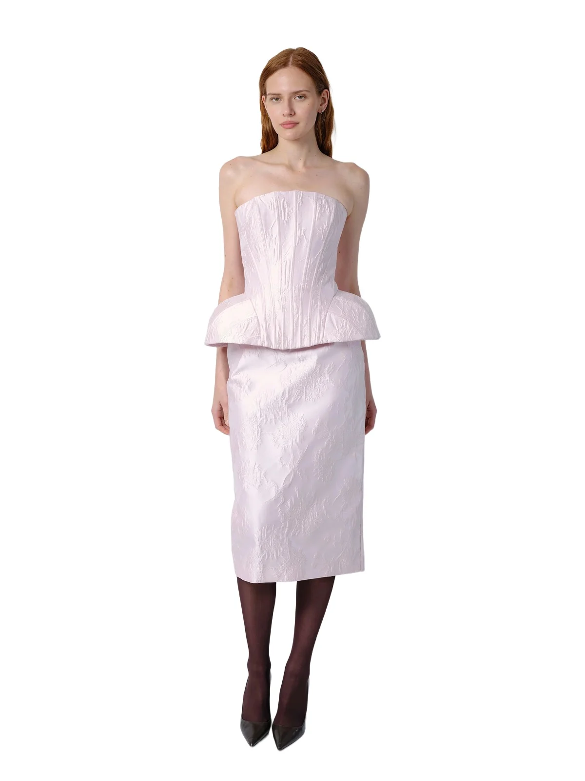 The Emmi corset top in pale pink brocade The Emmi corset top in pale pink brocade