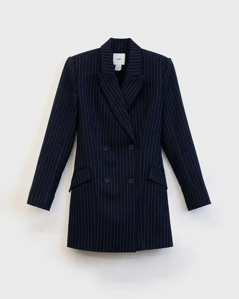 Aknvas The Zoe blazer dress in navy pinstripe | Thumbnail 2 Aknvas The Zoe blazer dress in navy pinstripe | Thumbnail 2