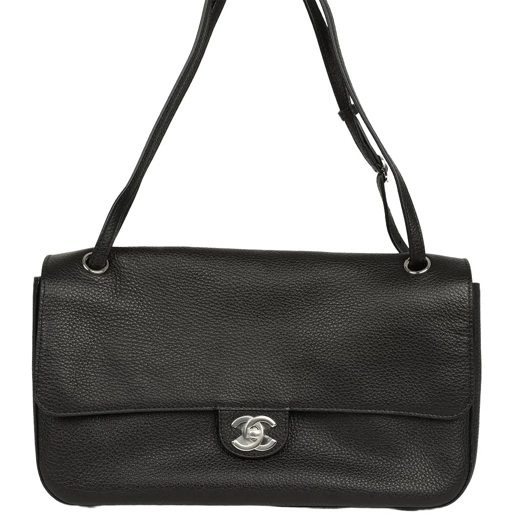 Chanel Chanel Maxi "Souplissimo" Small Flap Bag Black Grained Calfskin Silver Hardware | Image 1 Chanel Chanel Maxi "Souplissimo" Small Flap Bag Black Grained Calfskin Silver Hardware | Image 1