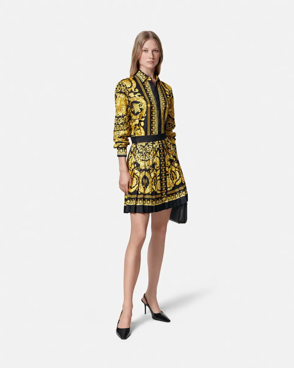 Versace Printed Silk Twill Pleated Mini Skirt | Thumbnail 2