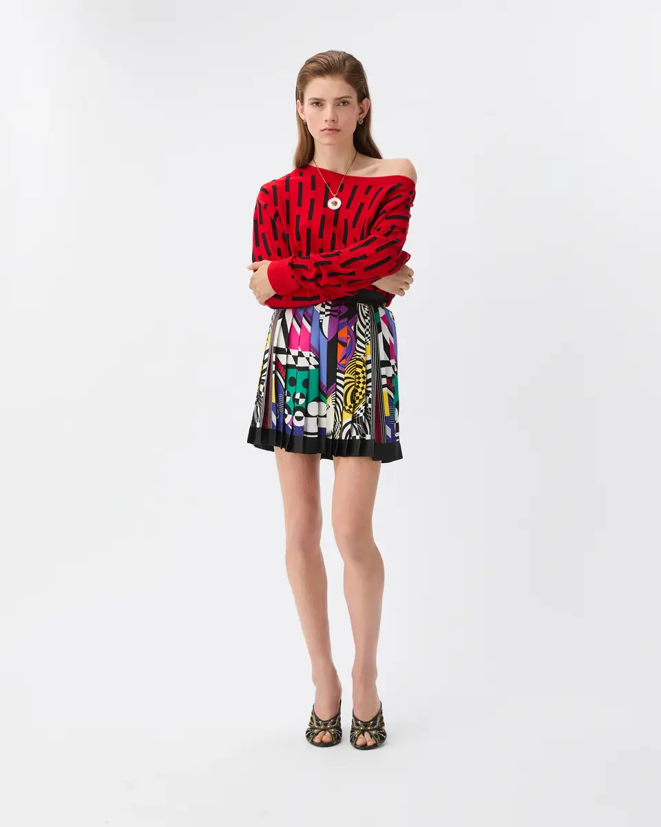 Versace Printed Silk Twill Pleated Mini Skirt | Thumbnail 2
